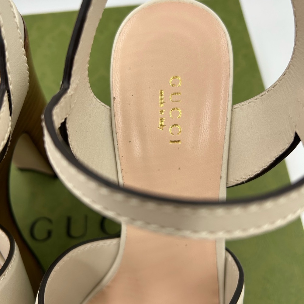 Women's Gucci interlocking G leather platform sandals size 39.5 made in Italy - Picture 13 of 13